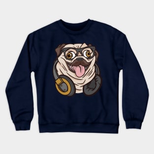 Hipster Pug Crewneck Sweatshirt